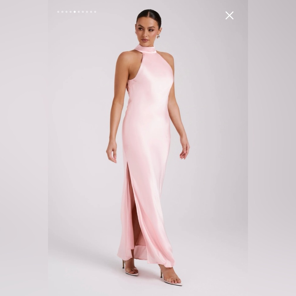 Satin Open Back Maxi Dress in Rosewater